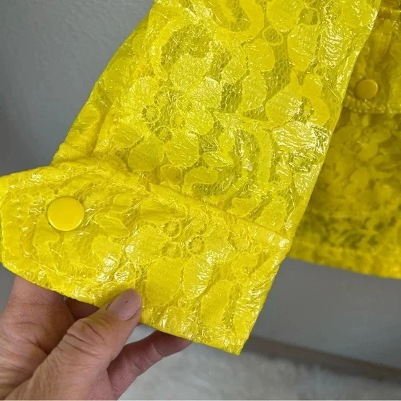NWOT J. Crew Collection Yellow Coated Lace Jacket Coat Rain Spring Women’s XS - Picture 4 of 10
